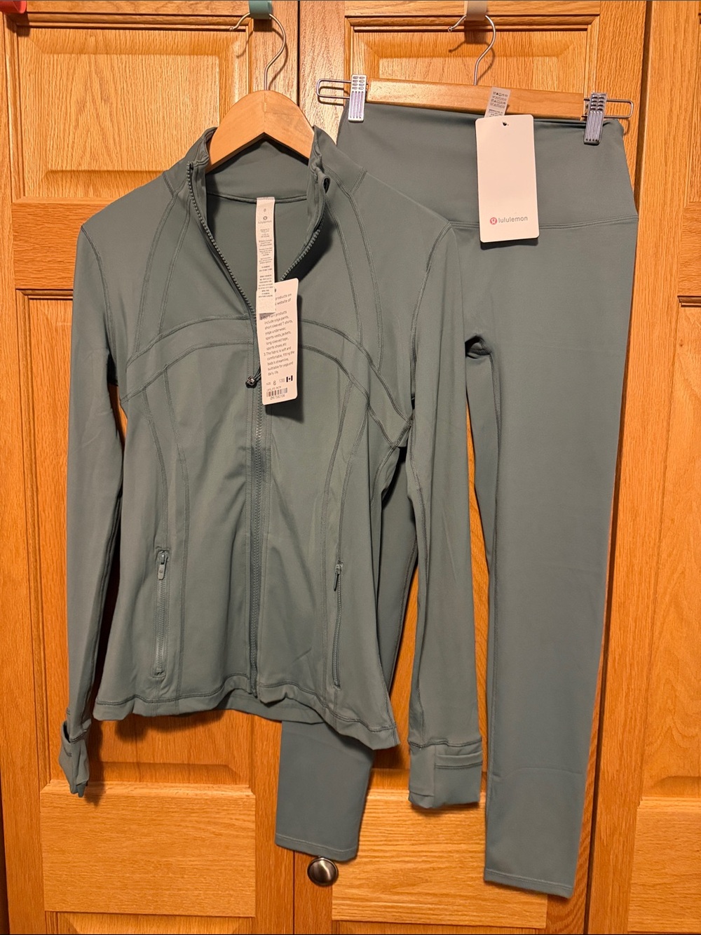 lululemon athletica Slate-Green Zip Jacket and High-Rise Leggings